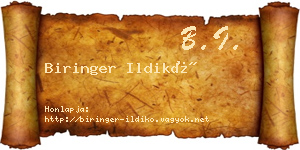 Biringer Ildikó névjegykártya
