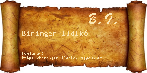 Biringer Ildikó névjegykártya
